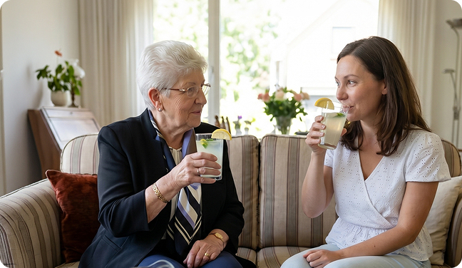 Twee vrouwen op de bank