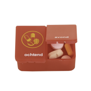 Pillendoos 1 dag - 2 vaks transparant rood NL