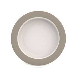 Bord klein 20cm Wit-Linnen grijs