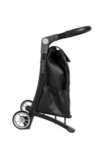 Relax & Go 2-wiel Boodschappenwagen met unieke zitfunctie - Zwarte lederen tas